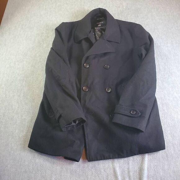 Liz Claiborne Jacket Womens Large Black Wool Blend Double Breasted Coat - Picture 1 of 8